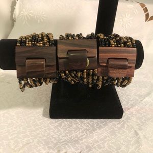 New. Handmade Beaded Bracelets - gold and black